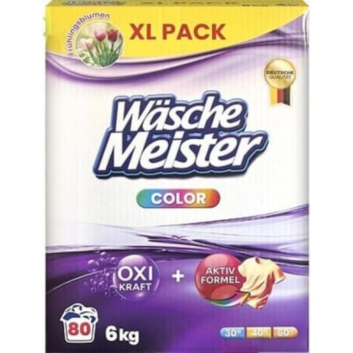 Detergent rufe colorate, Wasche Meister, formula OXI Kraft, 6Kg, 80 Spalari
