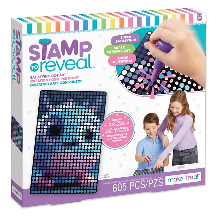 Set creativ Make It Real - Stamp by Number FLUFFY MONSTER, 1 stampila, 600 puncte