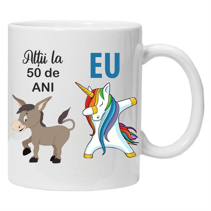Cana personalizata cu mesajul "Altii la 50 ani", 50 ani, CRD PRINT, 330ml, alba