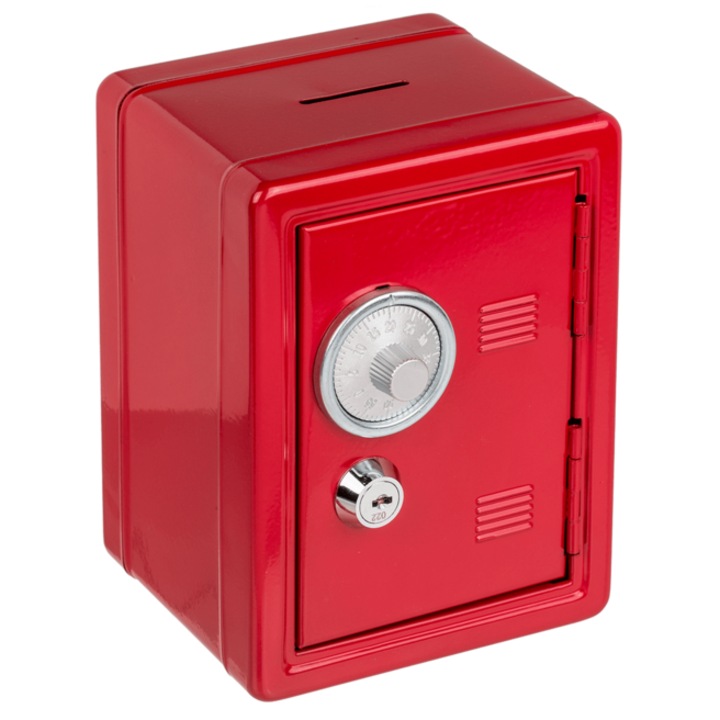 Mini seif birou, Out of the blue, metal, rosu, cifru si cheie