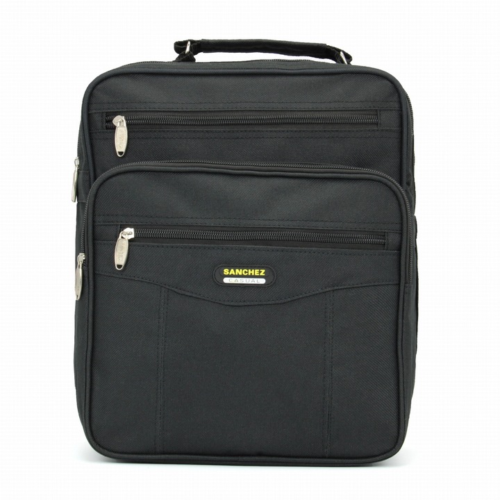 Férfi táska, Sanchez Casual, nylon, fekete, 28 x 15 x 32,5