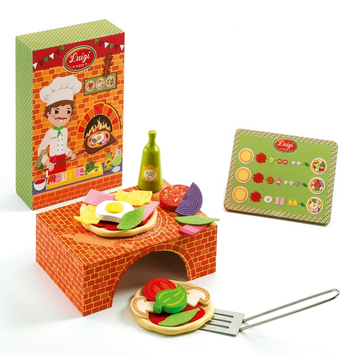 Set de joaca restaurant, Djeco, gatit pizza, +3 ani, 18x13x5cm