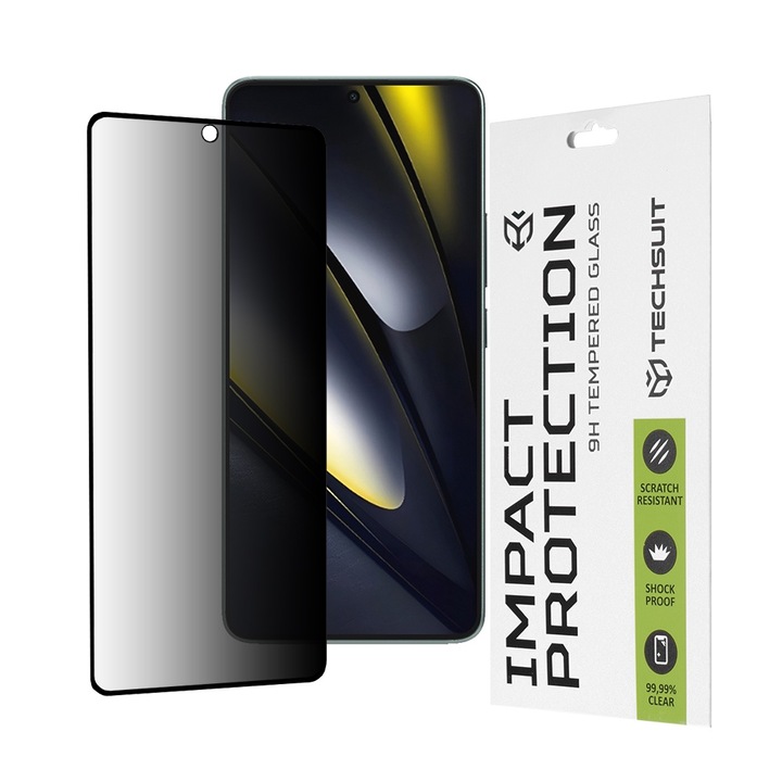 Protector de sticla de confidentialitate FixGuard pentru ecran superior pentru Xiaomi Poco F6 - Negru