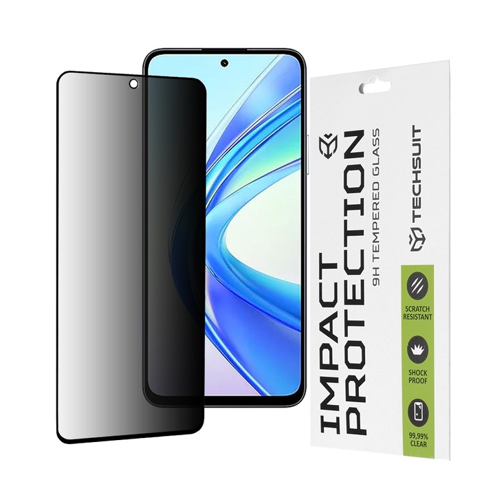 FixGuard felső képernyő adatvédelmi üvegvédő fólia Honor X7b / X7b 5G / 90 SMART készülékhez - fekete