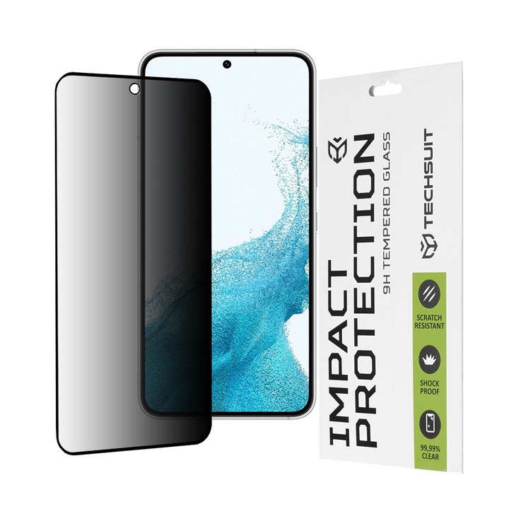 FixGuard felső képernyő Privacy üvegvédő fólia Samsung Galaxy S22 5G / S23 telefonhoz - fekete