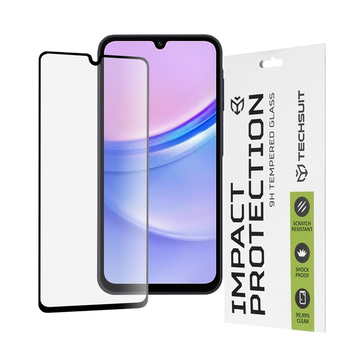 FixGuard Armor ütésvédő üvegvédő, teljes ragasztós üveg Samsung Galaxy A15 4G / A15 5G / A24 / A25 5G / M15 készülékhez - fekete