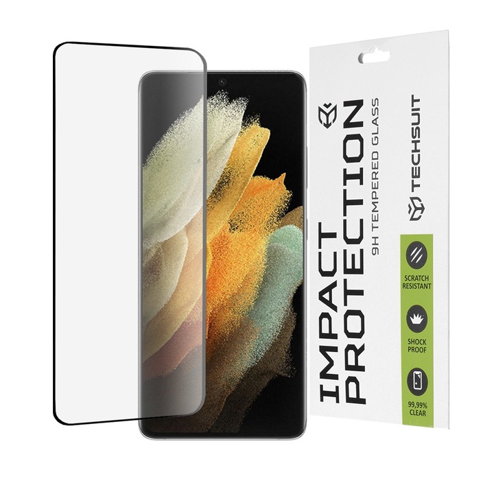 Стъклен Протектор fixGuard Armor Impact, Full Glue Glass / 3D Curved за Samsung Galaxy S21 Ultra 5G - Black