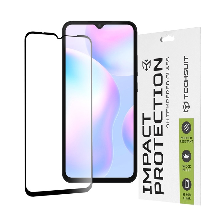 Glass Protector fixGuard Armor Impact, Full Glue Glass for Xiaomi Redmi 9 / Redmi 9A / Redmi 9AT / Redmi 9C / Redmi 9C NFC / Redmi 10A - Fekete