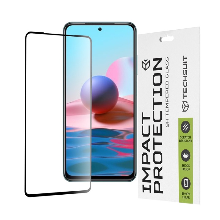 Glass Protector fixGuard Armor Impact, Full Glue Glass for Xiaomi Redmi Note 10 4G / Note 10S / Poco M5s - fekete