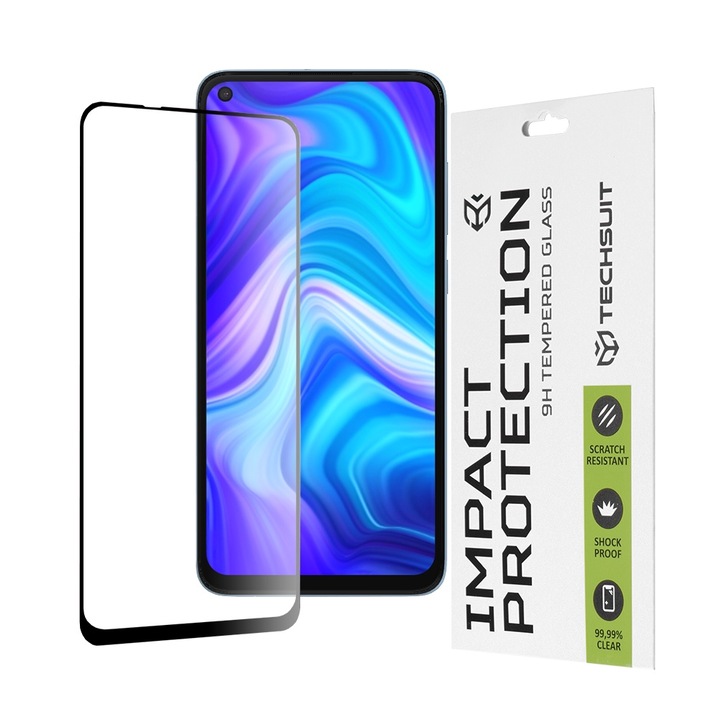 FixGuard Armor Impact Glass Protector, Full Glue Glass for Xiaomi Redmi Note 9 / Redmi 10X 4G - Fekete