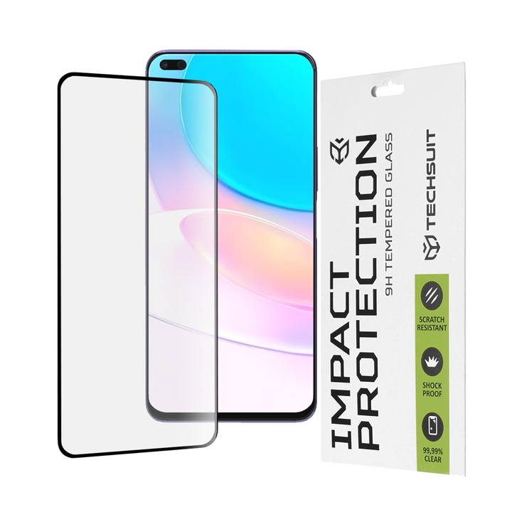 FixGuard Armor ütésvédő üvegvédő, teljes ragasztós üveg Huawei nova 8i / Honor 50 Lite - fekete
