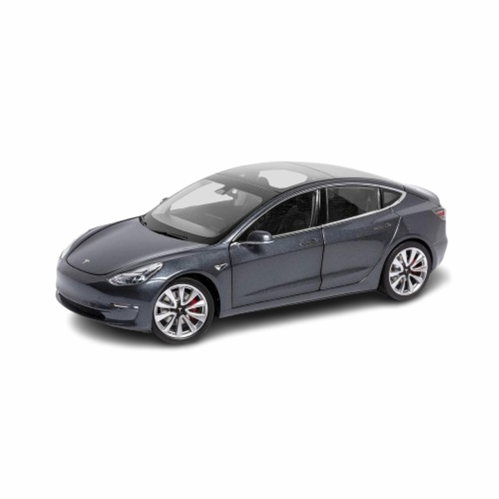 Играчка Кола, Тип Tesla Model 3, Метален, Звук и светлина, Сив, 1:32, Без кутия