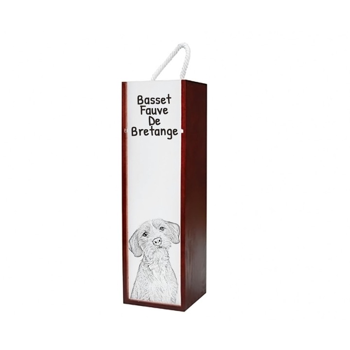 Személyre szabott borosdoboz állatmotívummal, Art-Dog, 10,5x10,5x35 cm, fából és MDF-ből