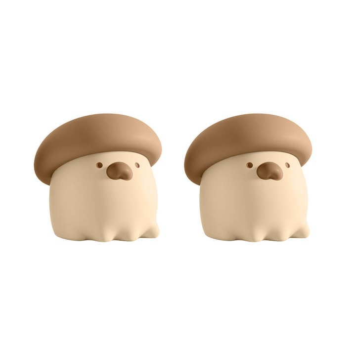 Set 2 Bucati Protectii Colturi Mobila, Silicon, Siguranta Copii, Forma draguta de ciuperca, Maro, oein