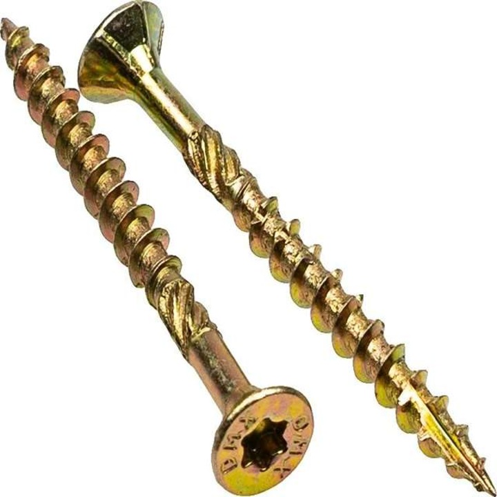 Set 100 Suruburi lemn pentru dulgherie, cap inecat, TX25 - 5x60 mm