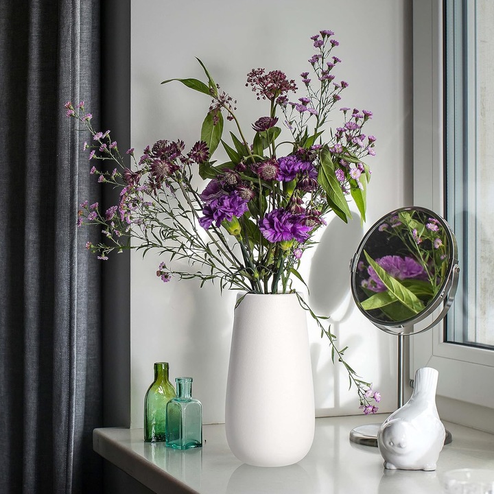 Vaza, SINBINTA, Stil retro, Incarcat cu plante mici, Simplu si elegant, Usor de curatat, Reutilizabile, Versatilitate, Utilizare Larga, Pentru camera de zi, dormitor, sufragerie si decoratiuni de cafenea, Ceramica, 9.4x19.8 cm, Alb