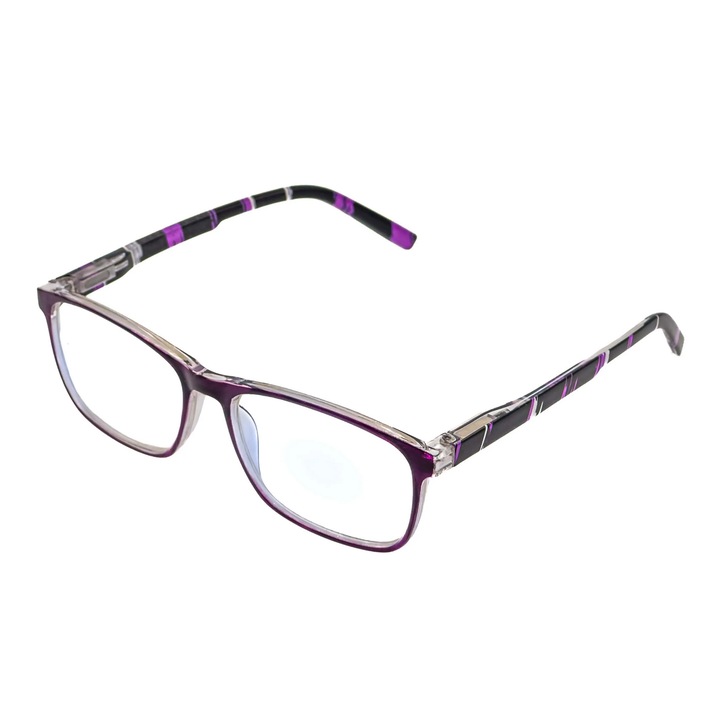 Ochelari de vedere cu lentile din plastic, rama plastic si balamale cu arcuri metalice +1.25, LH3035 Mov