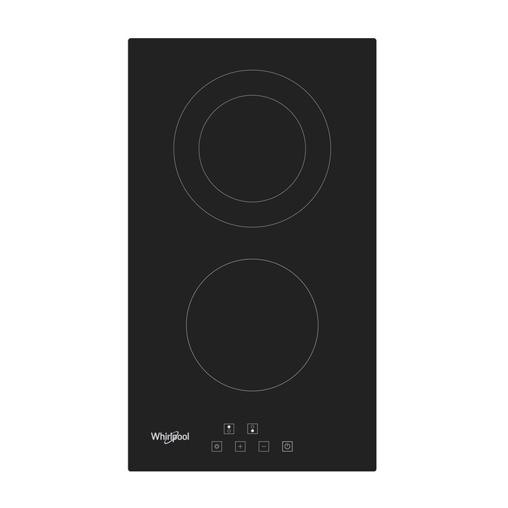 Plita vitroceramica incorporabila WHIRLPOOL WRD 6030 B, 2 zone, Touch control, Blocare acces copii, 2900 W, Neagra
