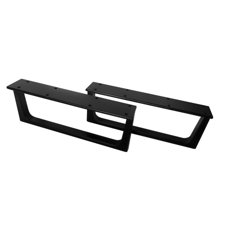 Комплект от 2 крака за легло или скрин, тънък скандинавски стил, рисуване с електростатично поле, първокласни покрития, балюстрадаTM, черен метал H9x24 cm