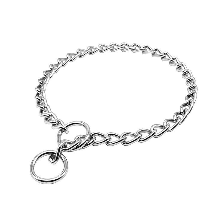 Нашийник за обучение на кучета, SIBINTA, хромирана верига, регулируема, устойчива на корозия и износване, предпазваща от ръжда, издръжлива, лесна за носене, за разходки и пътувания, 3,0 мм x 60 см, сребриста