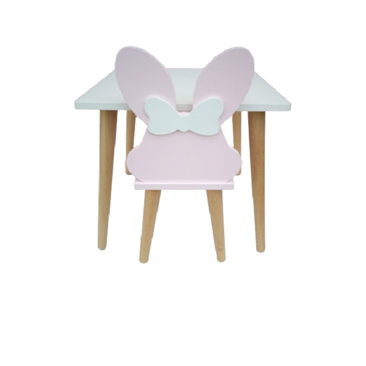 Masa si scaun iepure roz pentru copii