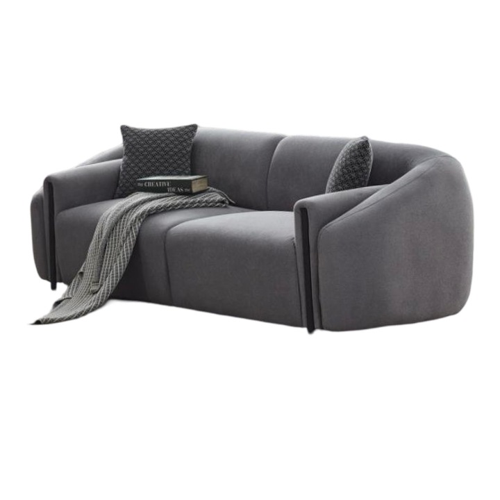 Двуместен диван Хевън, Сив, Кадифе, 180х100х81см