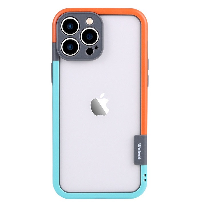 Üres telefontok kontrasztos színű kialakítással (kék és narancssárga) iphoneXS / MAX készülékhez