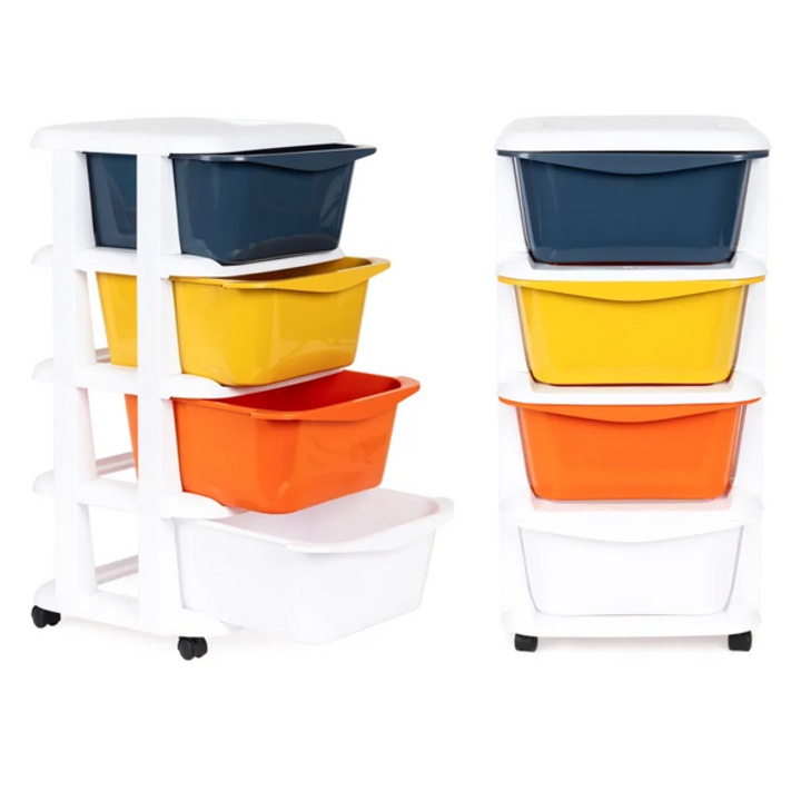 ModernHome 4 fiókos univerzális tároló szekrény, 74 x 35, 5 x 36 cm, többszínű/fehér