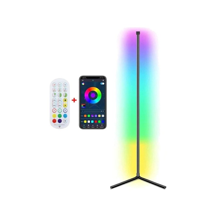 Echipament de lumini, Thunder CL-14Wi Lampa de colt inteligenta, Lampa de podea, Wifi + Telecomanda ILUMINARE AMAZA – 140 cm