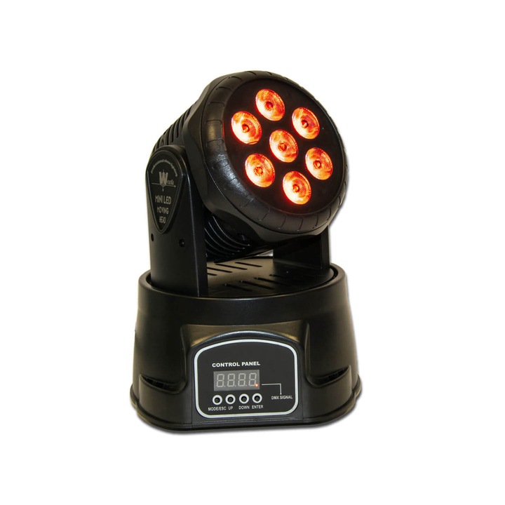 Lumina robot de spalat Thunder MHD-15W, 7X15W (LED multicolor QUAD), sunet, DMX, automat