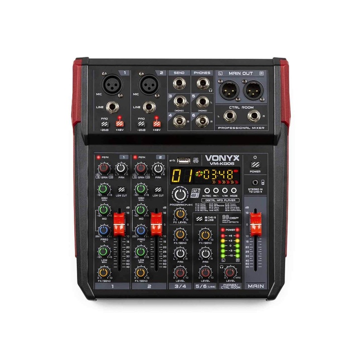 Vonyx VM-KG06 Mixer cu 6 canale, Bluetooth, DSP, USB