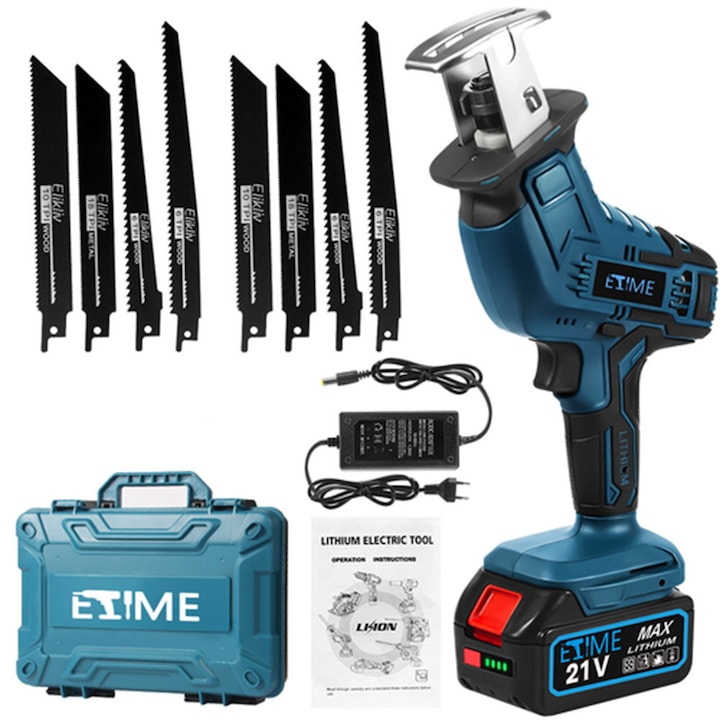 Etime Електрически трион ETiME, 650W, 3000SPM, литиево-йонна батерия 21V ...