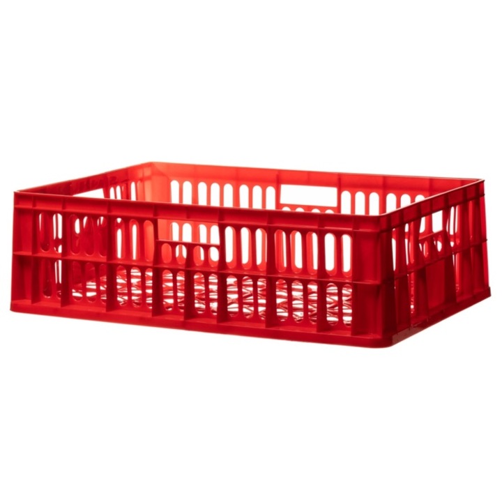 Naveta MD1 cu pereti perforati, polietilena, rosu, 69 x 47 x 20 cm