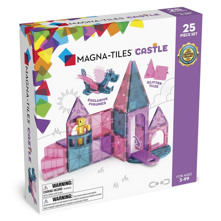 Set de construcție Magna-Tiles, model Castle, 25 piese, multicolor