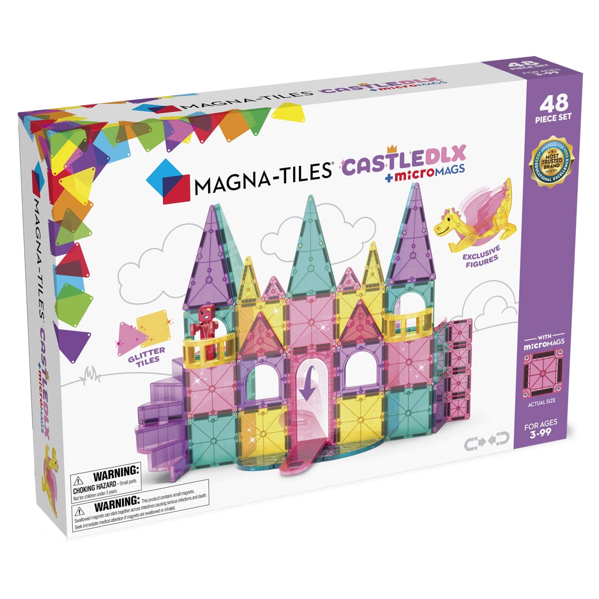 Set Constructie, Magna-Tiles, Model Castle Deluxe, 48 piese