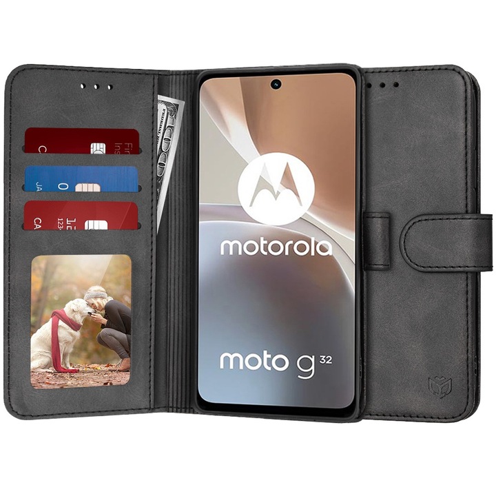 Калъф за Motorola Moto G32 - Diary Book - Кожен - Черен