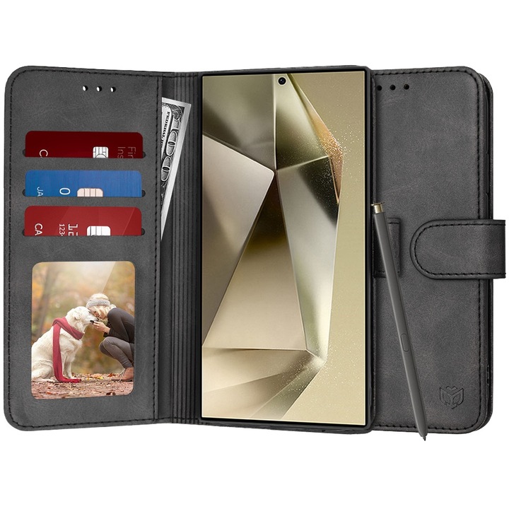 Husa Protectie pentru Samsung Galaxy S24 Ultra, Cipsir Safe, Diary Book, B54, Piele ecologica, Deep Dark