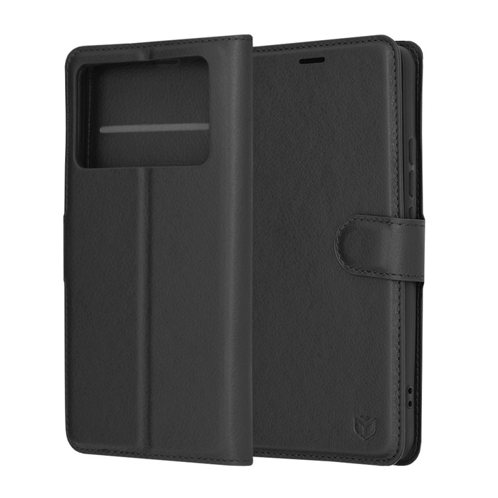 Husa Protectie pentru Xiaomi Poco X6 Pro, Cipsir Safe, Leather Folio, J46, Piele ecologica, Deep Dark