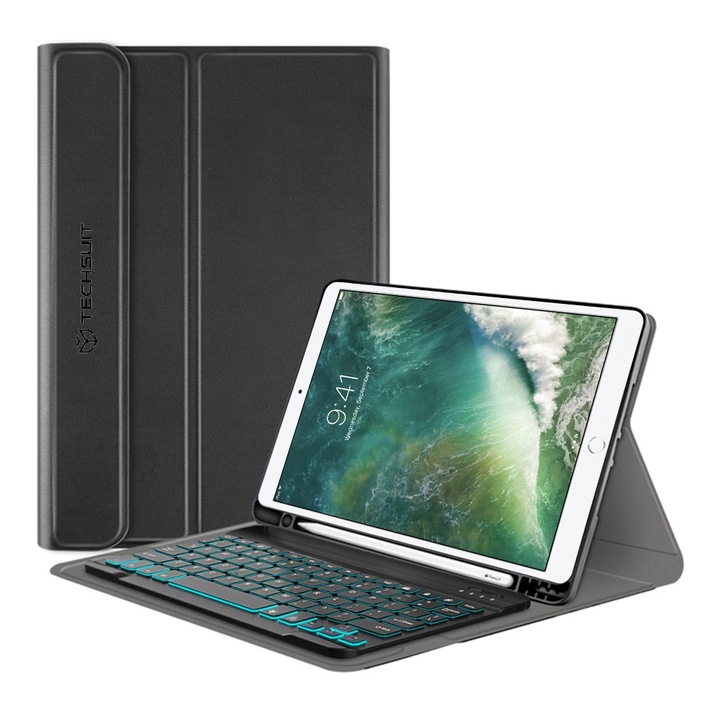 Калъф fixGuard CozyTab Case, Pencil Holder / RGB Wireless Magnetic Keyboard за iPad Air 10.5 2019 / iPad Pro 10.5 2017 - Black