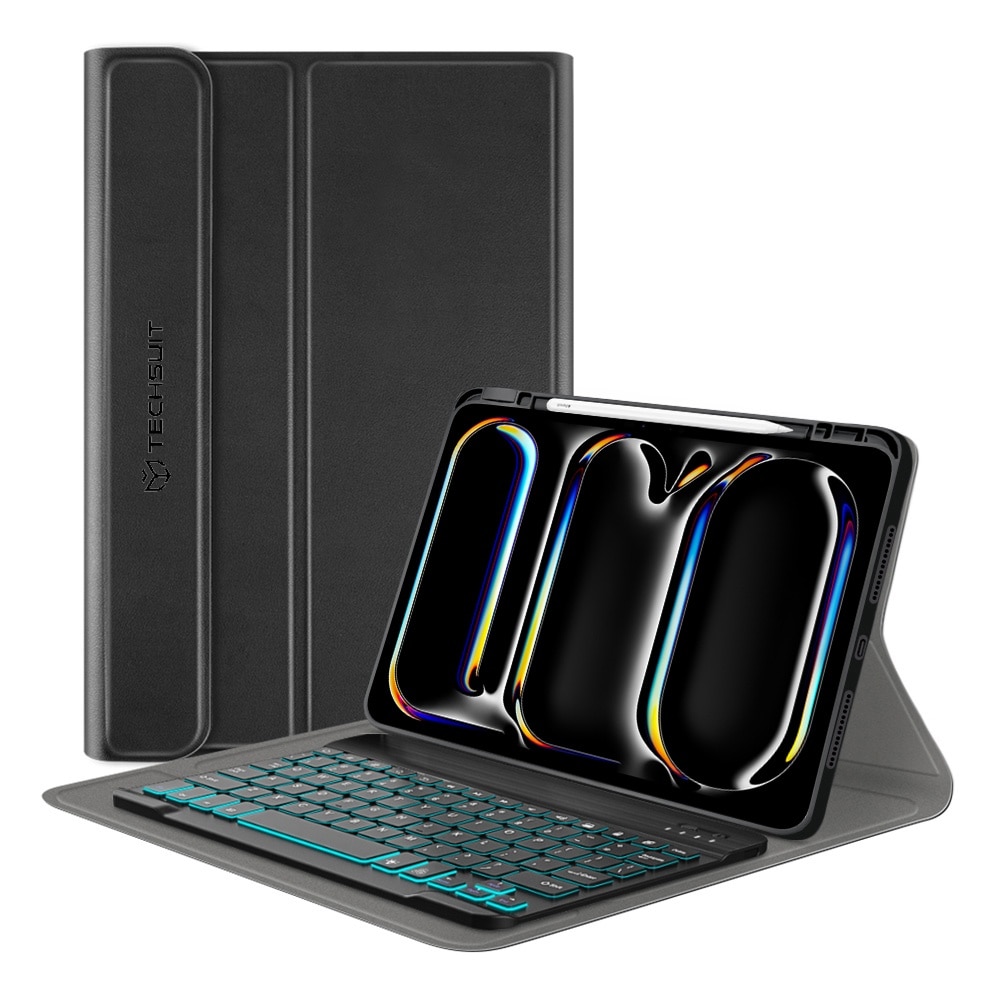 Husa de protectie flip cover compatibila cu Apple iPad Pro 11 2024, suport stylus, tastatura wireless magnetica, piele ecologica, Negru