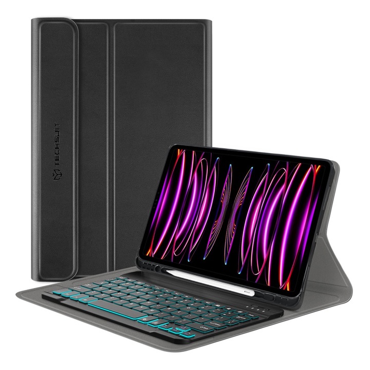 Калъф fixGuard CozyTab Case, Pencil Holder / RGB Wireless Magnetic Keyboard за iPad Pro 12.9 (2018/2020/2021/2022) / Air 13 (2024) - Black
