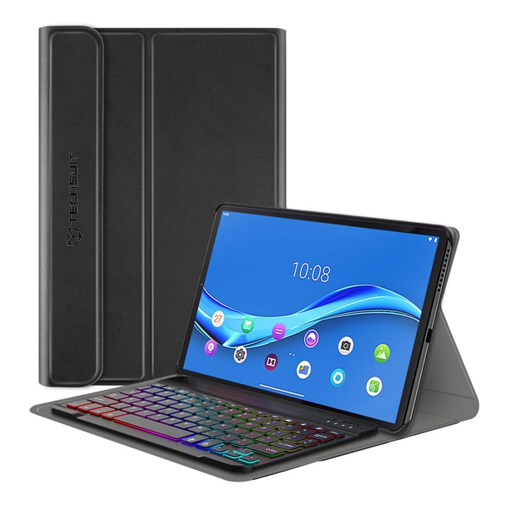 Husa Cu Grad Ridicat de Protectie cu Tastatura pentru Lenovo Tab M10 Plus TB-X606F, Tuds Shield, K64, Siliciu, Intense Dark
