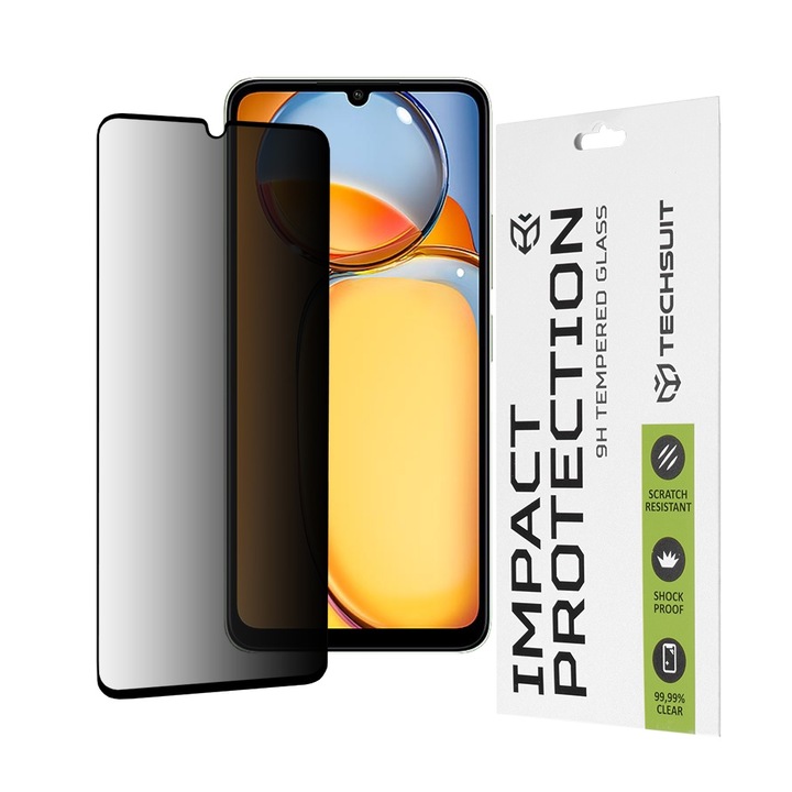 FixGuard felső képernyő Privacy üvegvédő fólia Xiaomi Redmi 13C 4G / 13C 5G / Poco C65 / Poco M6 készülékhez - fekete