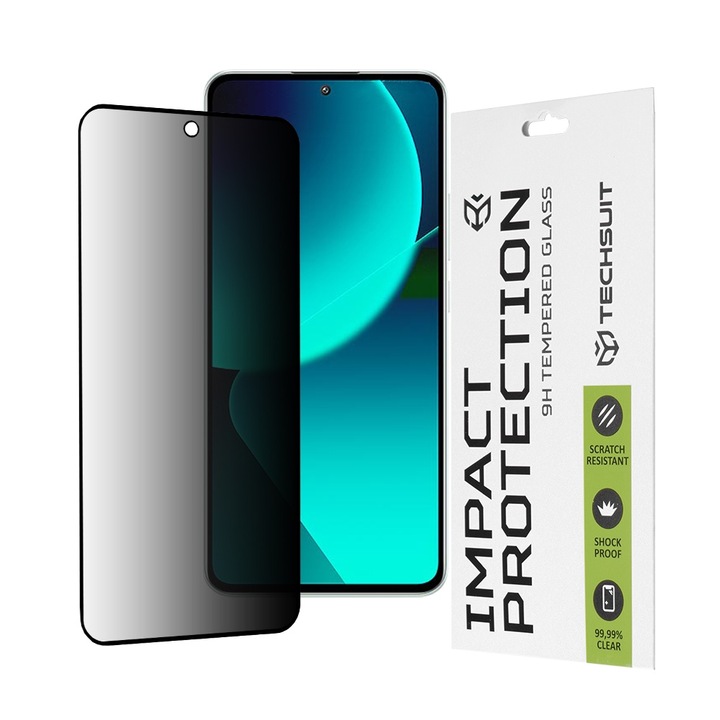 Fólia Xiaomi 13T/13T Pro készülékhez, 111D Privacy Full Glue, V63, Secure Glass, Fekete