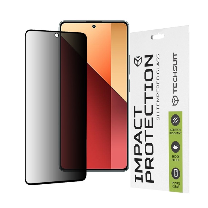 FixGuard felső képernyő adatvédelmi üvegfólia Xiaomi Redmi Note 13 Pro 4G / Poco M6 Pro 4G készülékhez - fekete