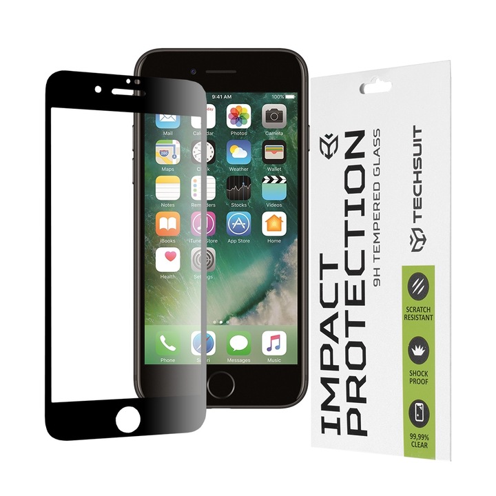 Üvegvédő fixGuard Armor Impact, teljes ragasztós üveg iPhone 7 / 8 / SE 2, SE 2020 / SE 3, SE 2022 készülékekhez - Fekete