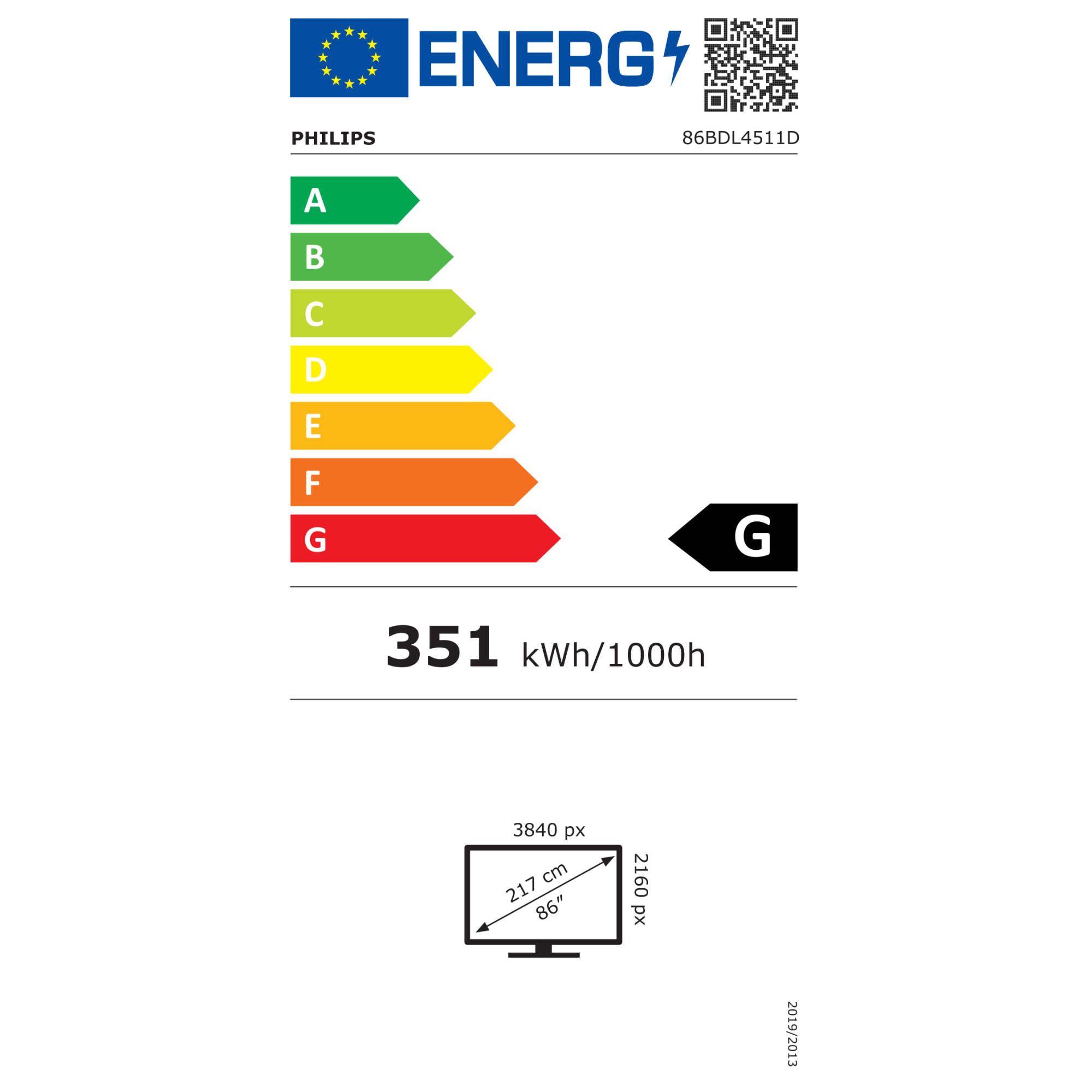 Televizor, Philips, 86BDL4511D/00, 18 M (86") 500 cd/m² 4K Ultra HD Negru