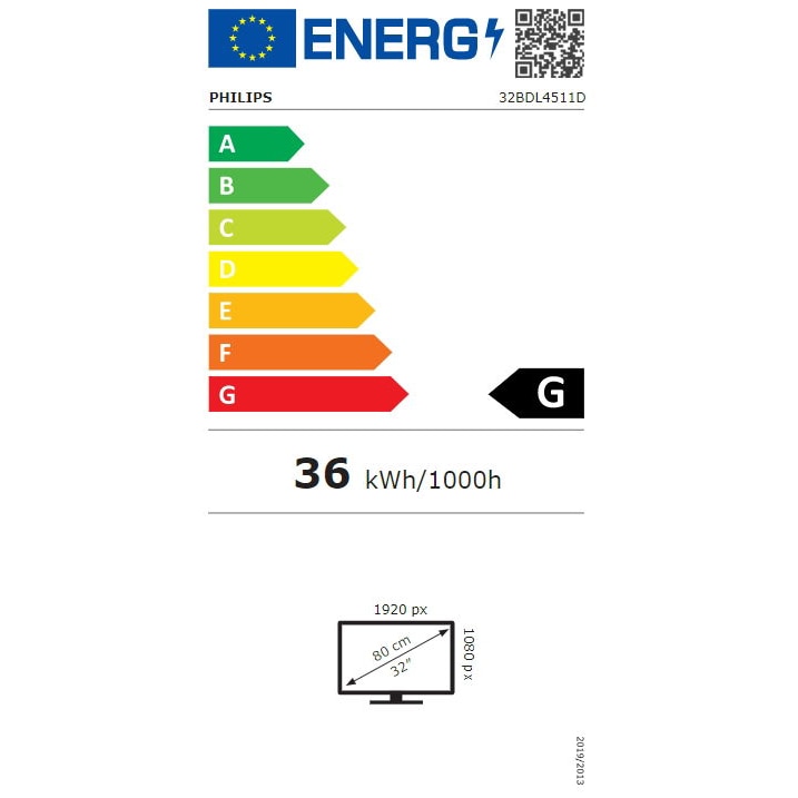 Placa publicitara digitala, Philips, 32BDL4511D/00, 81,3 cm, ADS 400 cd/m² Full HD Negru