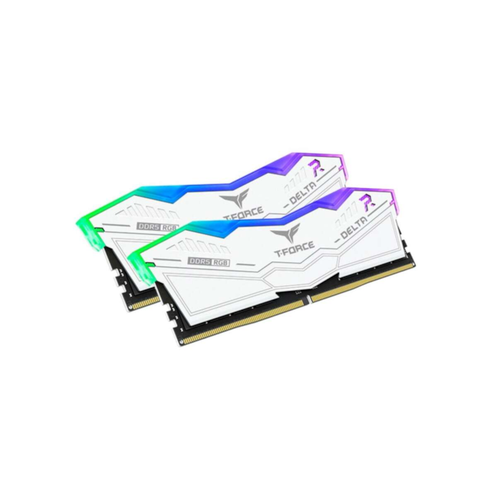 Оперативна памет TeamGroup, 32GB / 7800 T-Force Delta, DDR5 RAM KIT 2x16GB, RGB, Бял, FF4D532G7800HC38DDC0