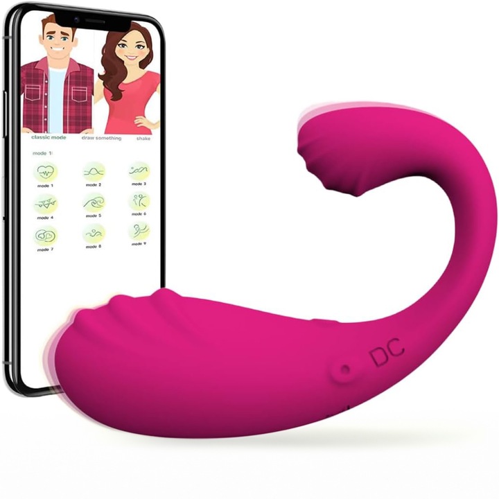 Вибратор LovePlay™, 9 различни вида вибрации, С ръбове, 2в1, Вагинална и клиторна стимулация, Водоустойчив, Дистанционно управление чрез приложението, USB зареждане, 9,2 x 1,8 cm